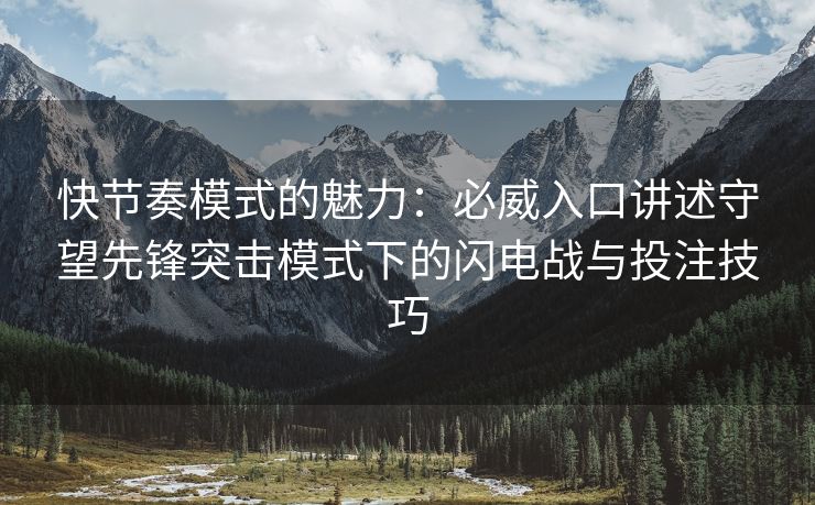 快节奏模式的魅力：必威入口讲述守望先锋突击模式下的闪电战与投注技巧