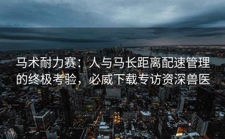马术耐力赛：人与马长距离配速管理的终极考验，必威下载专访资深兽医  第1张