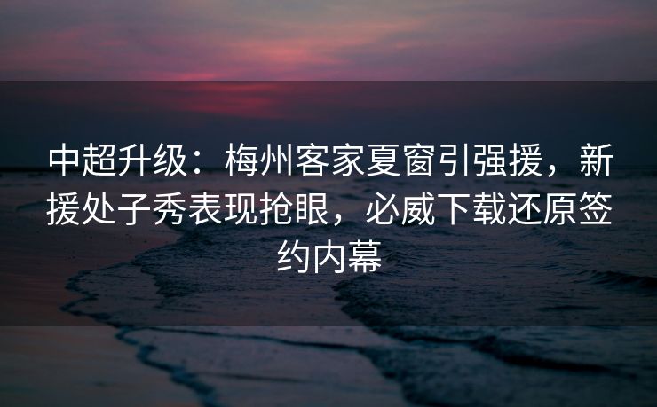 中超升级：梅州客家夏窗引强援，新援处子秀表现抢眼，必威下载还原签约内幕  第1张
