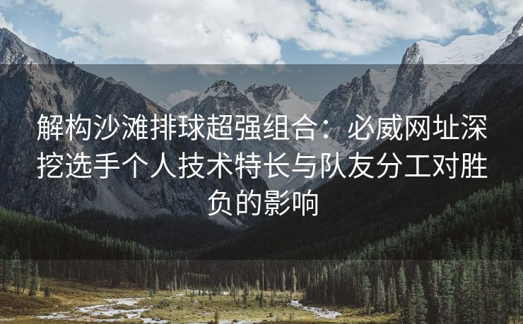 解构沙滩排球超强组合：必威网址深挖选手个人技术特长与队友分工对胜负的影响  第2张