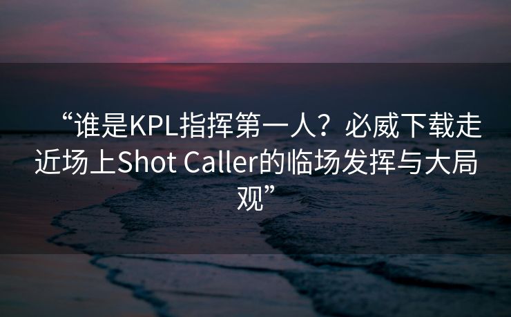 “谁是KPL指挥第一人？必威下载走近场上Shot Caller的临场发挥与大局观”  第2张