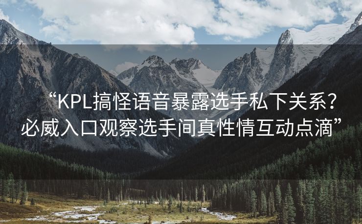 “KPL搞怪语音暴露选手私下关系？必威入口观察选手间真性情互动点滴”