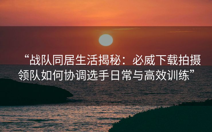 “战队同居生活揭秘：必威下载拍摄领队如何协调选手日常与高效训练”  第2张